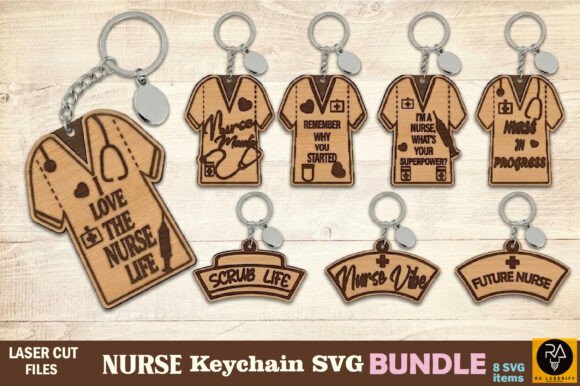 Nurse Keychain Laser Cut SVG Bundle