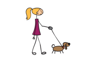 Stick Woman Walking Dog